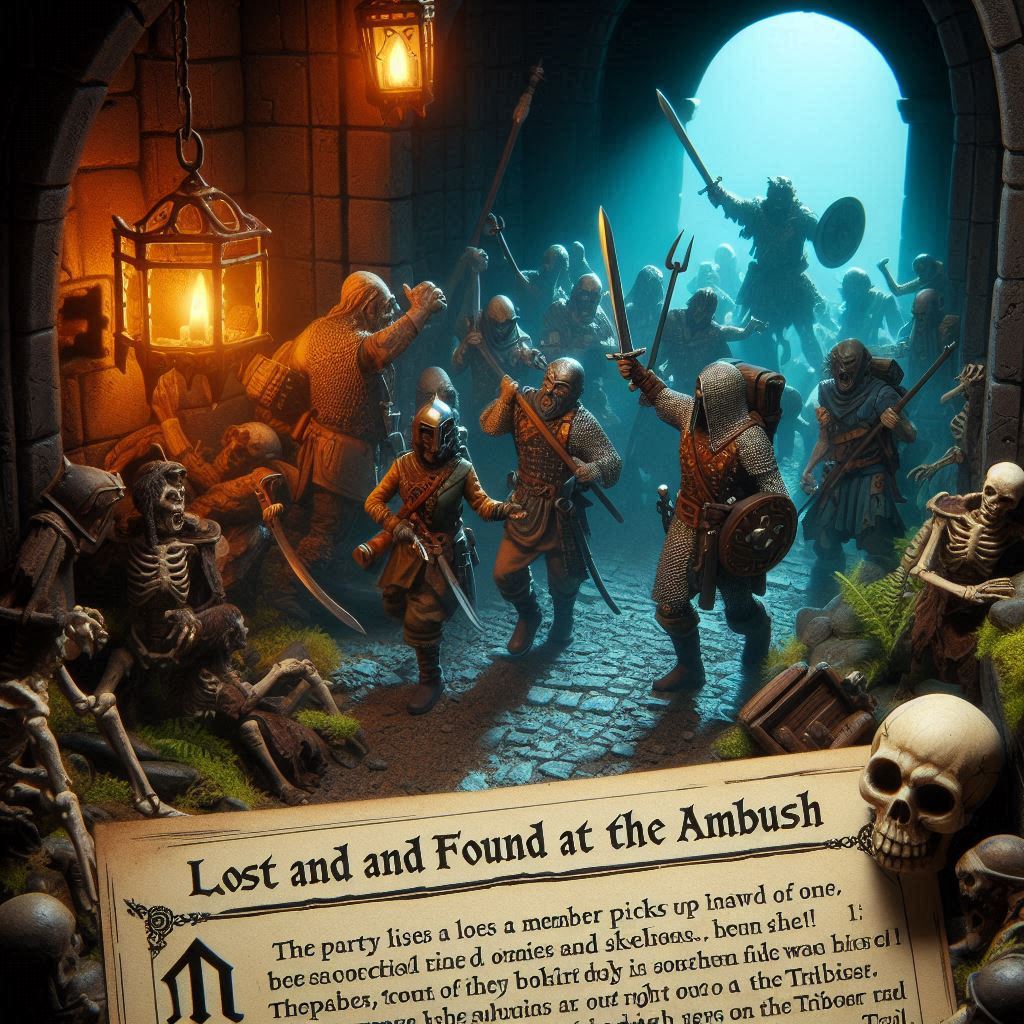 Wizard’s spell splits the night as goblins and skeletons ambush the party by their campfire.