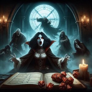 Adventurers approach the eerie Durst Manor during a Halloween-themed D&D one-shot