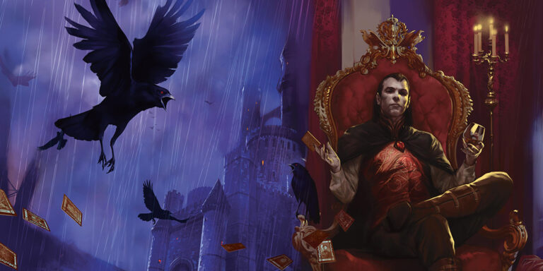 The original Curse of Strahd cover art showing Count Strahd seated in his gothic castle, used as the feature image for a Death House adaptation article.