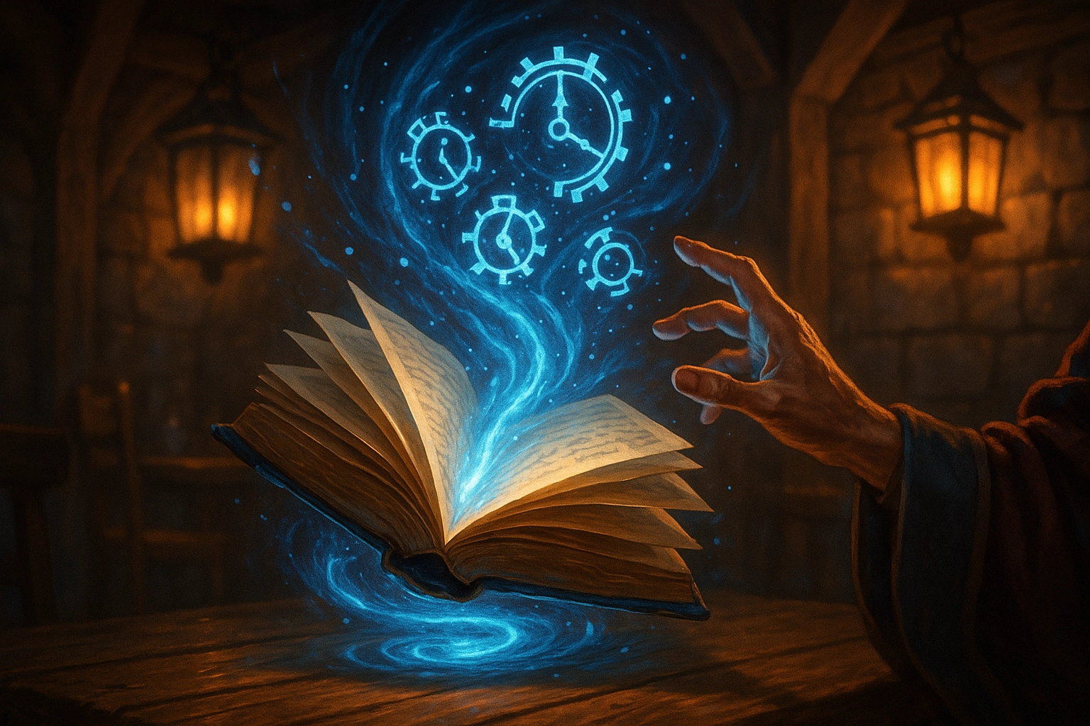 Wizard’s spell splits the night as goblins and skeletons ambush the party by their campfire.