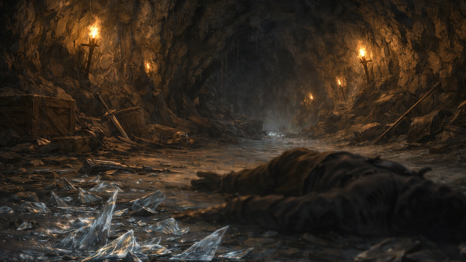 Public domain fantasy illustration evoking a dangerous cavern and hard-won victory, used as a hero image for a Voxels & Valor campaign recap.