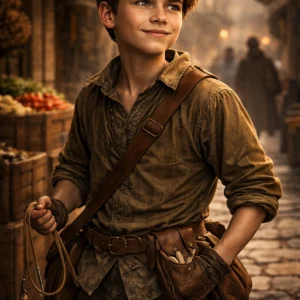 Portrait of Arno Appleton, a young streetwise boy from Trollskull Alley