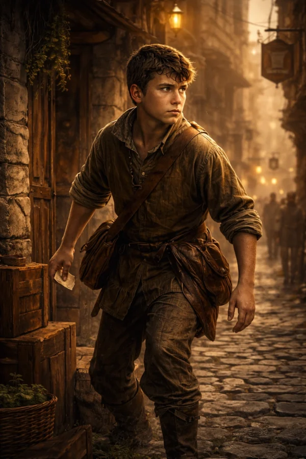 Portrait of Artimus Appleton a teenage lookout in Trollskull Alley