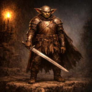 Goblin Captain fantasy monster illustration for D&D 5E Creature Feature PDF