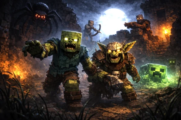 Minecraft-inspired hostile mobs bestiary bundle for D&D