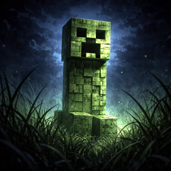 Minecraft-inspired creeper creature for tabletop RPGs