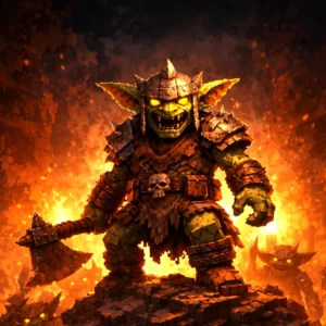 Minecraft-inspired goblin boss leader for tabletop RPGs