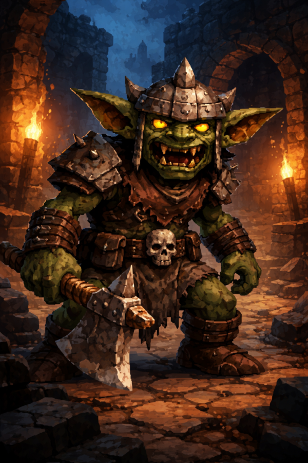 Minecraft-inspired goblin creature for tabletop RPGs