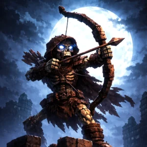 Minecraft-inspired skeleton archer creature for tabletop RPGs