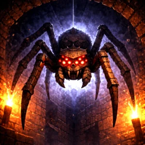 Minecraft-inspired giant spider creature for tabletop RPGs