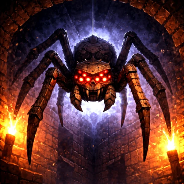 Minecraft-inspired giant spider creature for tabletop RPGs