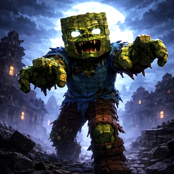 Minecraft-inspired zombie creature for tabletop RPGs