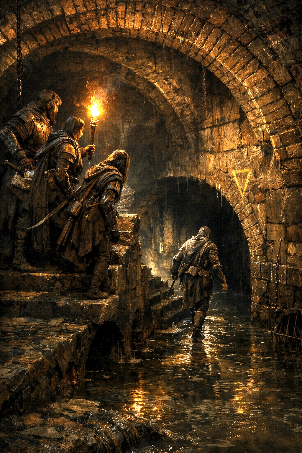 City Watch lanterns illuminate a Dock Ward warehouse after a raid in Waterdeep