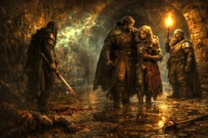 Adventurers beneath Waterdeep after a psychic confrontation, rescuing Floon Blagmaar and surviving the Xanathar Guild’s shadow