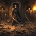 Armored skeleton guardians rising in the crypt beneath Tresendar Manor