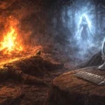 Campfire inside Wyvern Tor fading into Agatha the banshee’s lair in Neverwinter Wood