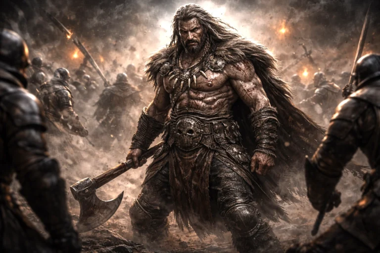 Barbarian holding the frontline in battle, representing a durable D&D 2024 character build