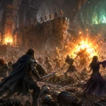 The heroes of Voxels & Valor battle undead on the ancient battlefield inside Wave Echo Cave as they approach the legendary Forge of Spells.