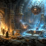 The heroes of Voxels & Valor confront an ancient Spectator guarding the legendary Forge of Spells deep within Wave Echo Cave.